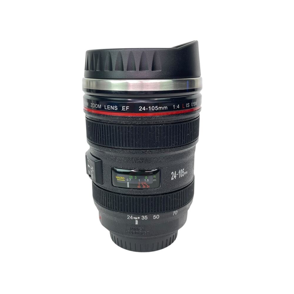 Strata Stainless Camera Lens Coffee Cup Travel Mug EF 24-105 mm 13.5 OZ